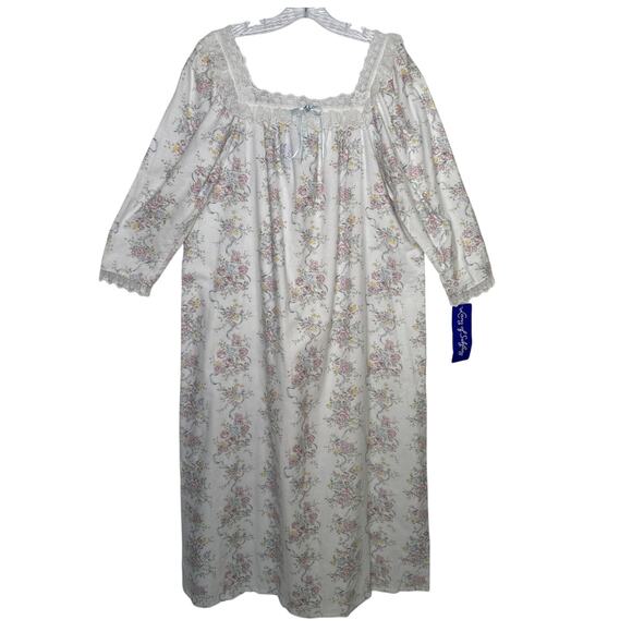 NWT vintage Lanz of Salzburg 100% cotton floral lace trim nightgown, USA large - Picture 2 of 16